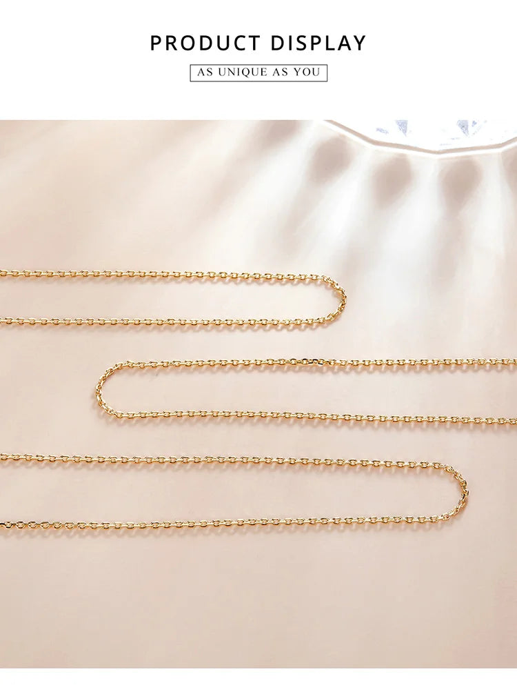 BAMOER Classic Basic O-chain Solid 925 Sterling Silver Lobster Clasp Adjustable Necklace Box Cable Chain DIY Jewelry for Women
