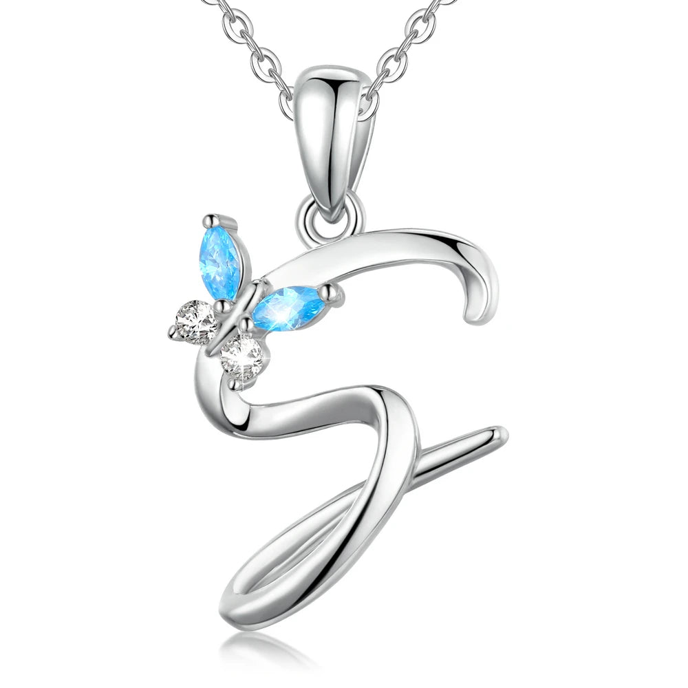 Eudora Luxury 8 Letter Pendant Necklace Women Men AAA Zircon Chain Necklace Butterfly CZ Crystal E Alphabet Choker Jewelry Gift