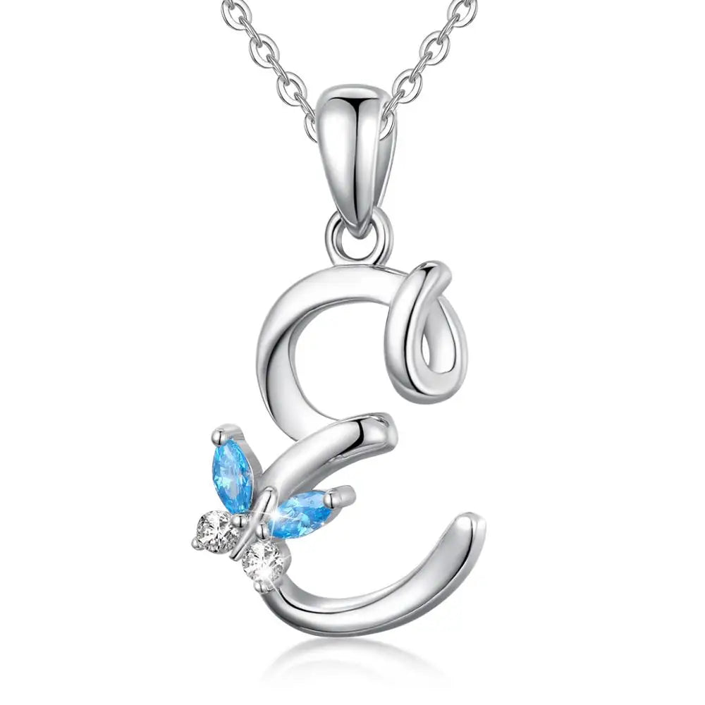 Eudora Luxury 8 Letter Pendant Necklace Women Men AAA Zircon Chain Necklace Butterfly CZ Crystal E Alphabet Choker Jewelry Gift