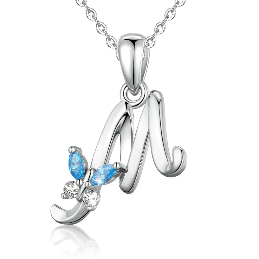 Eudora Luxury 8 Letter Pendant Necklace Women Men AAA Zircon Chain Necklace Butterfly CZ Crystal E Alphabet Choker Jewelry Gift