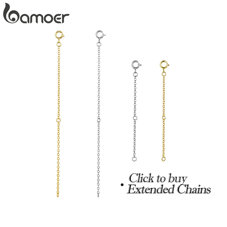 BAMOER Classic Basic O-chain Solid 925 Sterling Silver Lobster Clasp Adjustable Necklace Box Cable Chain DIY Jewelry for Women