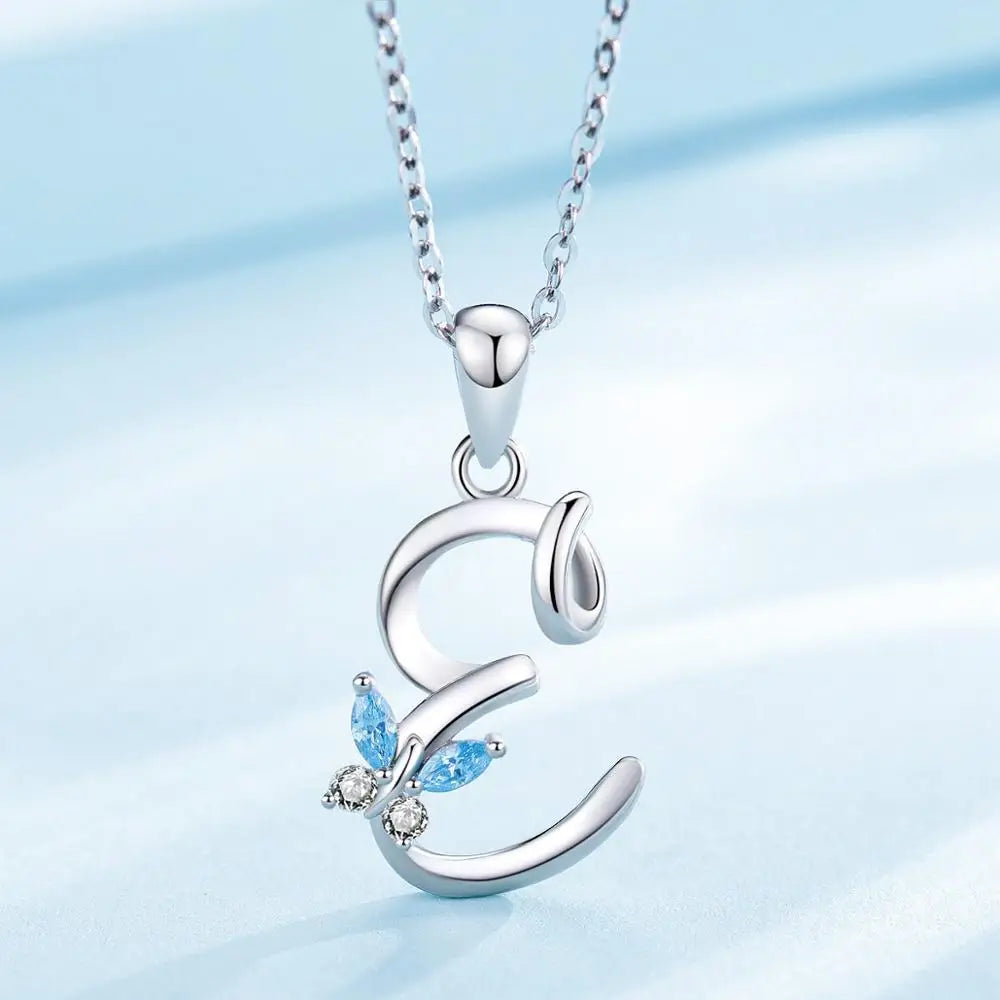 Eudora Luxury 8 Letter Pendant Necklace Women Men AAA Zircon Chain Necklace Butterfly CZ Crystal E Alphabet Choker Jewelry Gift