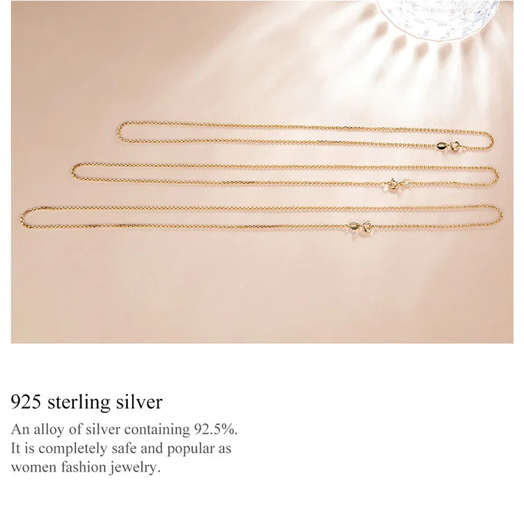 BAMOER Classic Basic O-chain Solid 925 Sterling Silver Lobster Clasp Adjustable Necklace Box Cable Chain DIY Jewelry for Women