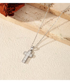 MODIAN 925 Sterling Sliver Sparkling Clear CZ Link Chain Necklace Elegant Cross Pendant Necklace For Women Fine Jewelry