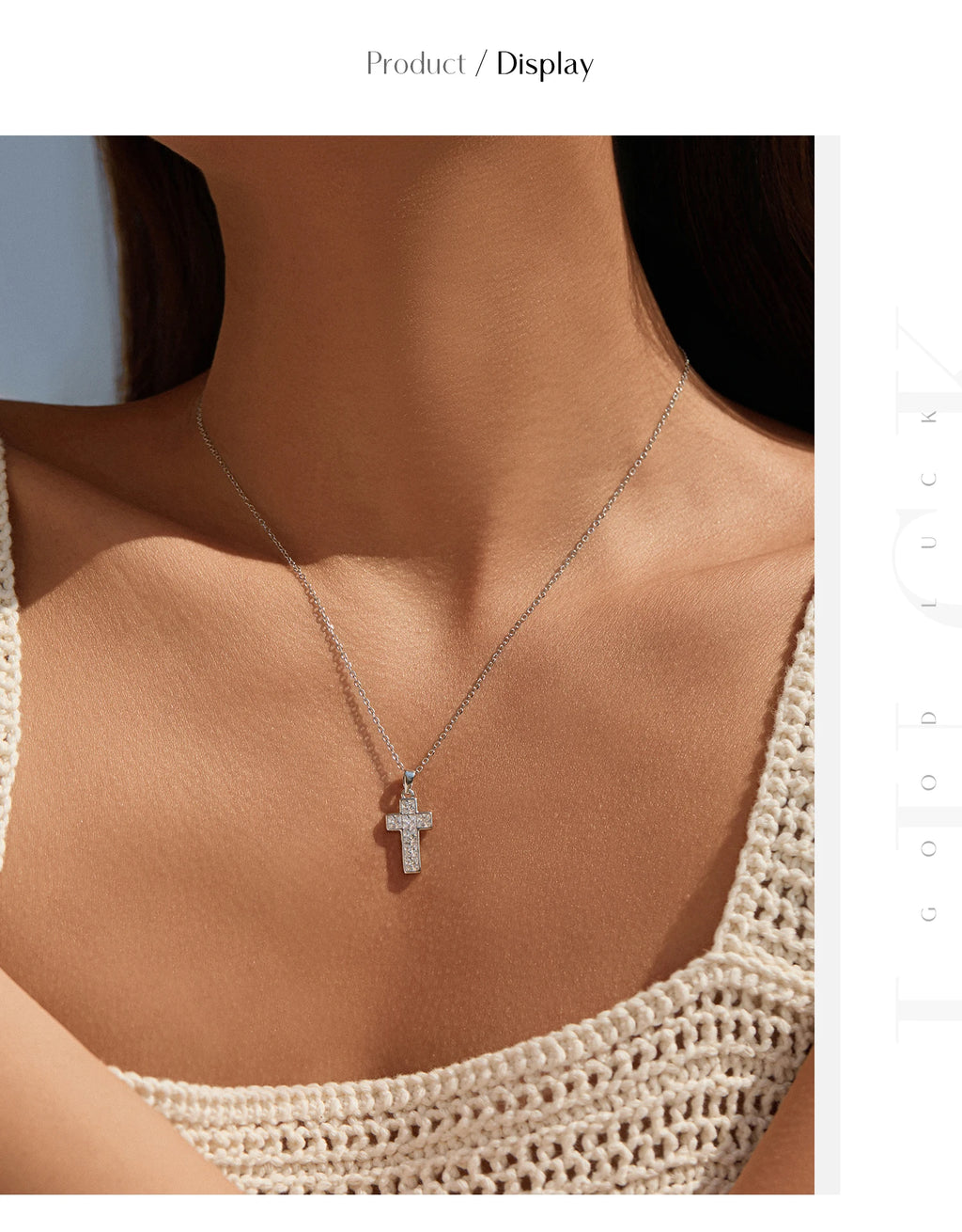 MODIAN 925 Sterling Sliver Sparkling Clear CZ Link Chain Necklace Elegant Cross Pendant Necklace For Women Fine Jewelry
