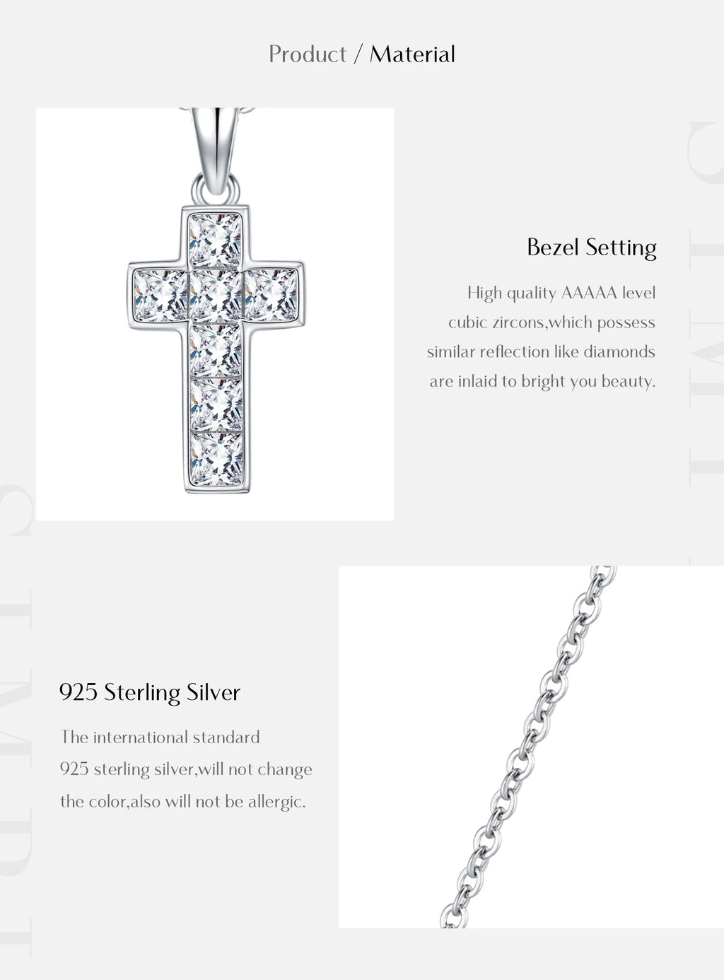 MODIAN 925 Sterling Sliver Sparkling Clear CZ Link Chain Necklace Elegant Cross Pendant Necklace For Women Fine Jewelry