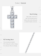 MODIAN 925 Sterling Sliver Sparkling Clear CZ Link Chain Necklace Elegant Cross Pendant Necklace For Women Fine Jewelry
