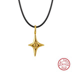 Sterling Silver Star Pendant Necklace with Rope-Style Chain