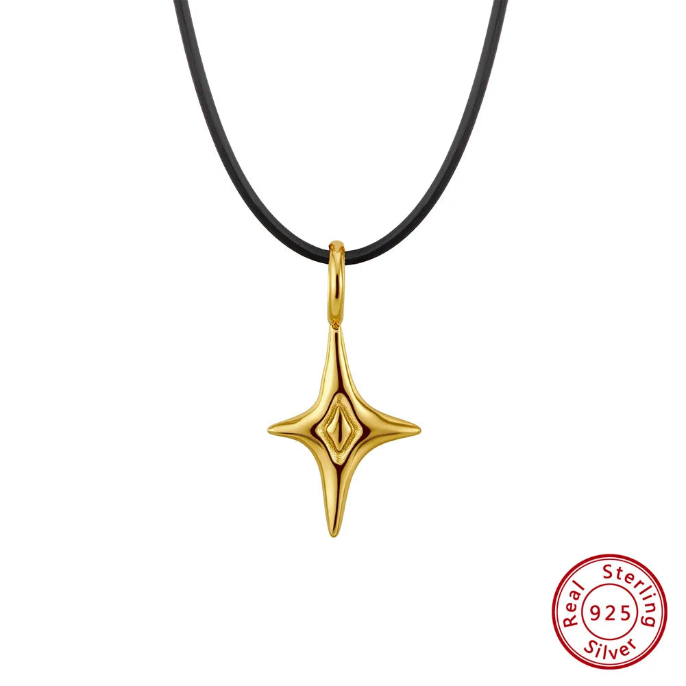 Sterling Silver Star Pendant Necklace with Rope-Style Chain