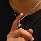 Sterling Silver Star Pendant Necklace with Rope-Style Chain