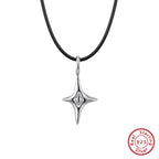 Sterling Silver Star Pendant Necklace with Rope-Style Chain