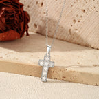 MODIAN 925 Sterling Sliver Sparkling Clear CZ Link Chain Necklace Elegant Cross Pendant Necklace For Women Fine Jewelry