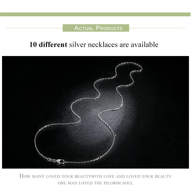 BAMOER Classic Basic O-chain Solid 925 Sterling Silver Lobster Clasp Adjustable Necklace Box Cable Chain DIY Jewelry for Women