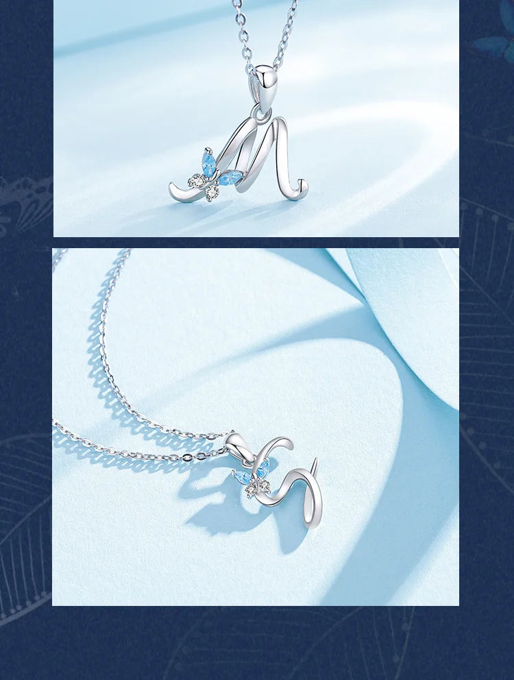 Eudora Luxury 8 Letter Pendant Necklace Women Men AAA Zircon Chain Necklace Butterfly CZ Crystal E Alphabet Choker Jewelry Gift