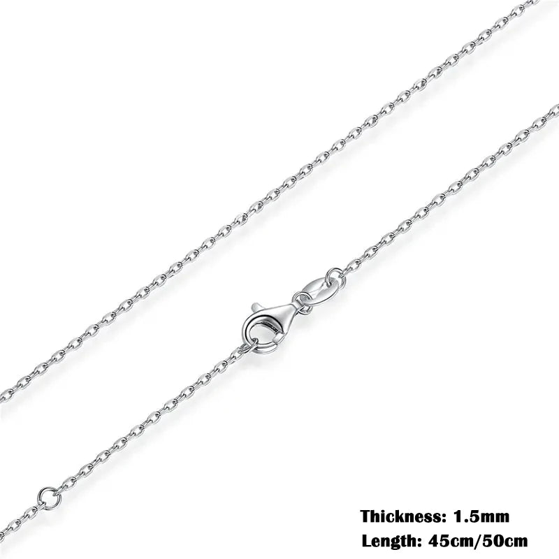 BAMOER Classic Basic O-chain Solid 925 Sterling Silver Lobster Clasp Adjustable Necklace Box Cable Chain DIY Jewelry for Women