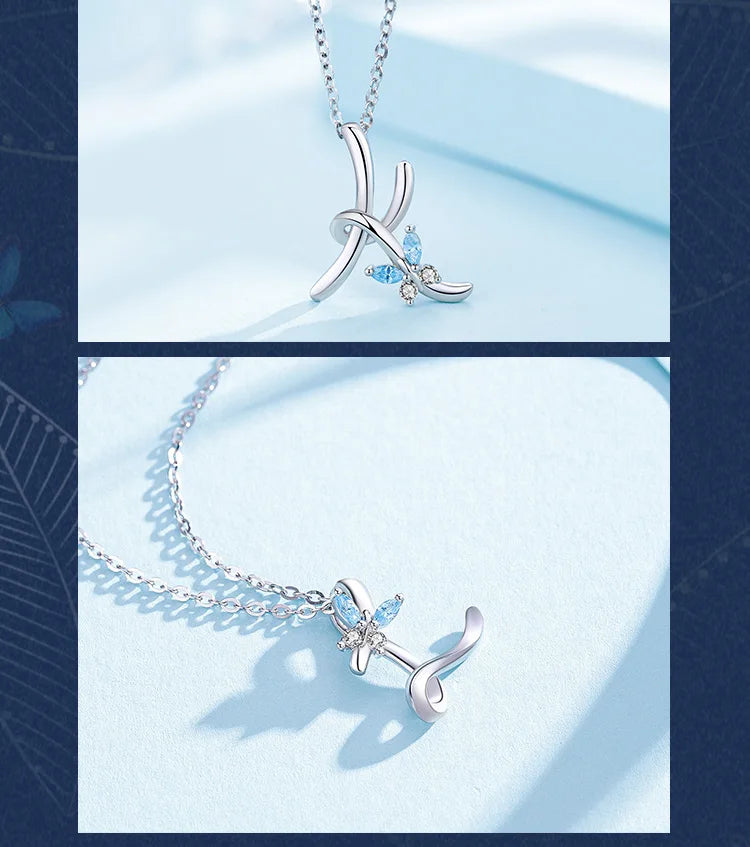 Eudora Luxury 8 Letter Pendant Necklace Women Men AAA Zircon Chain Necklace Butterfly CZ Crystal E Alphabet Choker Jewelry Gift