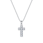 MODIAN 925 Sterling Sliver Sparkling Clear CZ Link Chain Necklace Elegant Cross Pendant Necklace For Women Fine Jewelry