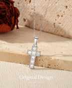 MODIAN 925 Sterling Sliver Sparkling Clear CZ Link Chain Necklace Elegant Cross Pendant Necklace For Women Fine Jewelry