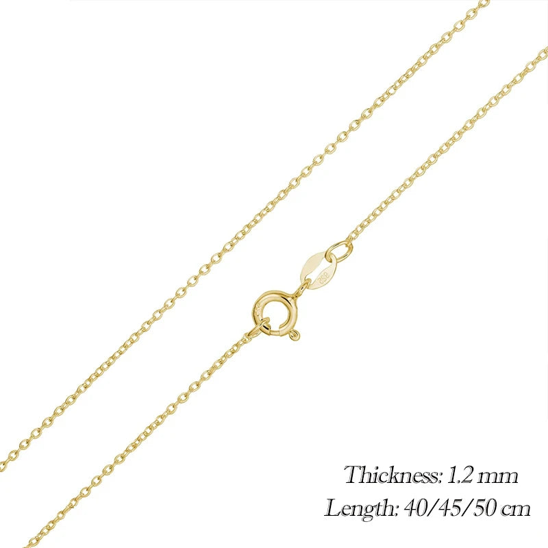 BAMOER Classic Basic O-chain Solid 925 Sterling Silver Lobster Clasp Adjustable Necklace Box Cable Chain DIY Jewelry for Women