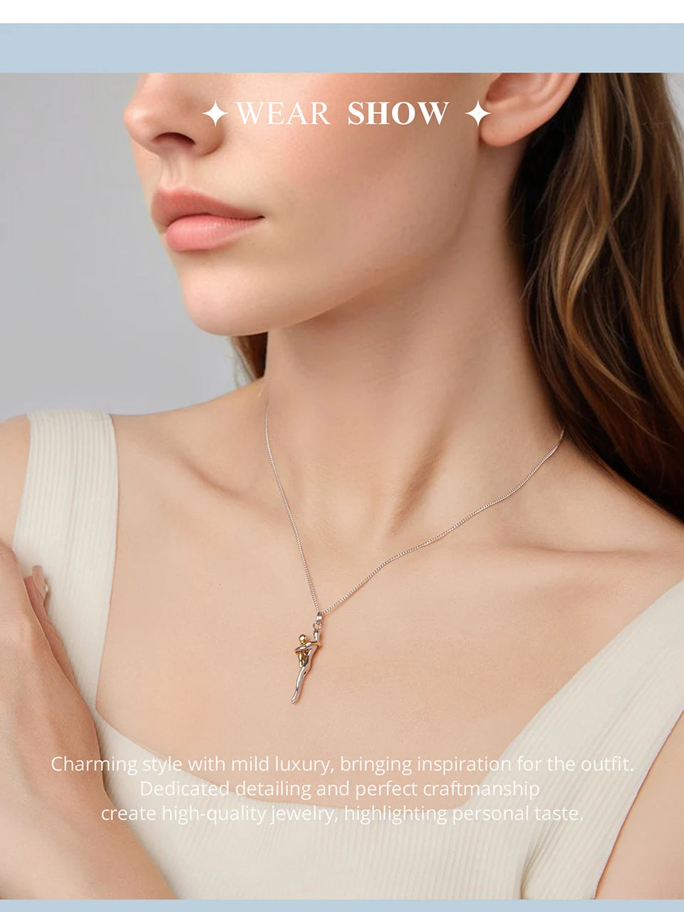 WOSTU Real 925 Sterling Silver Hug Embrace Pendant Necklace, Silver Gold Two-tone Mommy and Me Matching Necklaces Family Gift