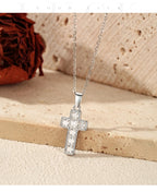 MODIAN 925 Sterling Sliver Sparkling Clear CZ Link Chain Necklace Elegant Cross Pendant Necklace For Women Fine Jewelry
