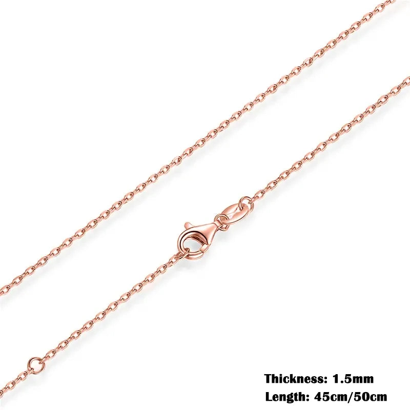 BAMOER Classic Basic O-chain Solid 925 Sterling Silver Lobster Clasp Adjustable Necklace Box Cable Chain DIY Jewelry for Women