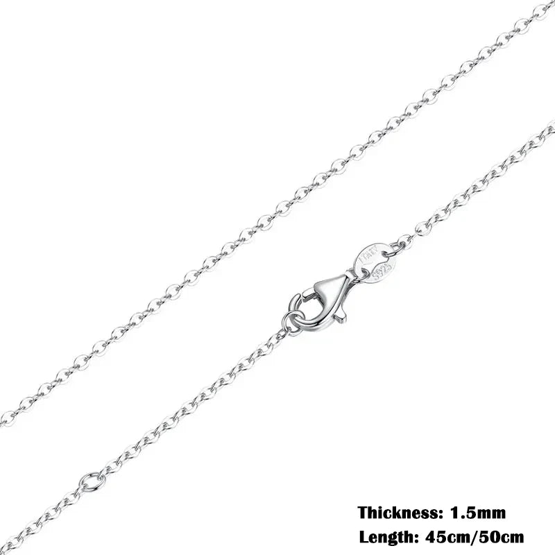 BAMOER Classic Basic O-chain Solid 925 Sterling Silver Lobster Clasp Adjustable Necklace Box Cable Chain DIY Jewelry for Women