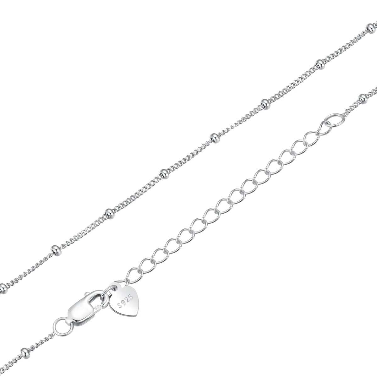 BAMOER Classic Basic O-chain Solid 925 Sterling Silver Lobster Clasp Adjustable Necklace Box Cable Chain DIY Jewelry for Women