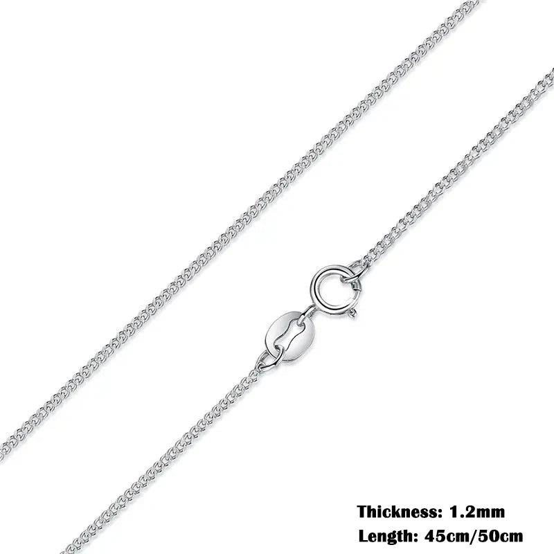 BAMOER Classic Basic O-chain Solid 925 Sterling Silver Lobster Clasp Adjustable Necklace Box Cable Chain DIY Jewelry for Women