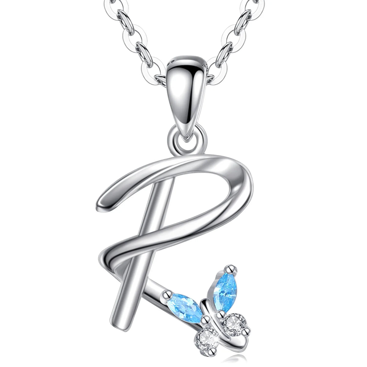 Eudora Luxury 8 Letter Pendant Necklace Women Men AAA Zircon Chain Necklace Butterfly CZ Crystal E Alphabet Choker Jewelry Gift