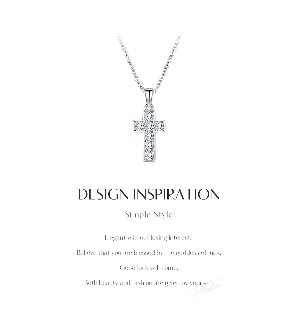 MODIAN 925 Sterling Sliver Sparkling Clear CZ Link Chain Necklace Elegant Cross Pendant Necklace For Women Fine Jewelry