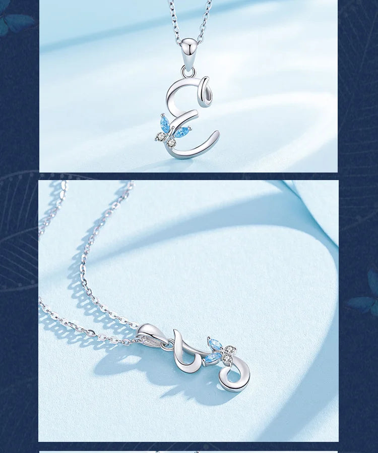 Eudora Luxury 8 Letter Pendant Necklace Women Men AAA Zircon Chain Necklace Butterfly CZ Crystal E Alphabet Choker Jewelry Gift