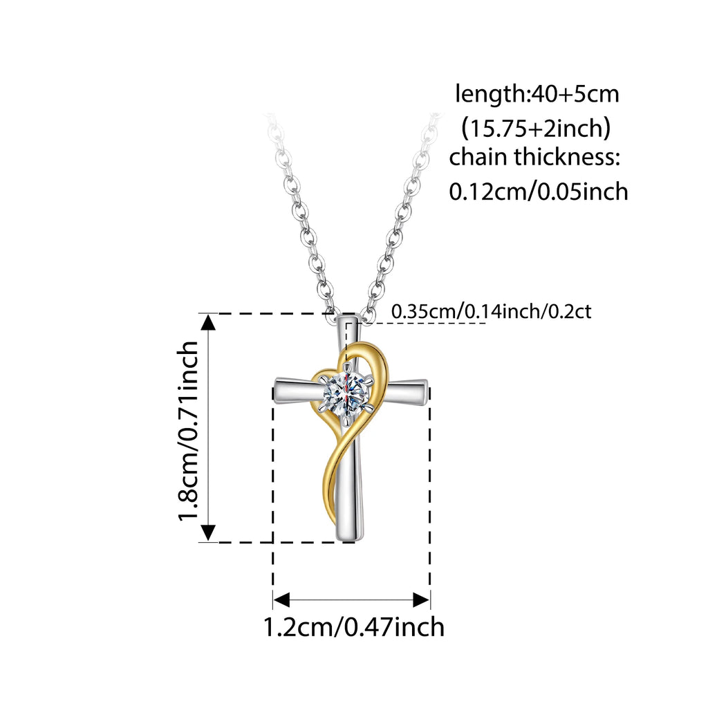 Size chart showing a 0.71 x 0.47 in (1.8 x 1.2 cm) pendant and 16 in (41 cm) chain with 2 in (5 cm) extender