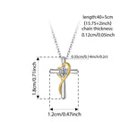 Size chart showing a 0.71 x 0.47 in (1.8 x 1.2 cm) pendant and 16 in (41 cm) chain with 2 in (5 cm) extender