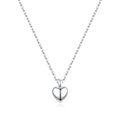 Front view of the polished puffy heart necklace with center groove on a white background