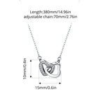 Size chart for the infinity open heart necklace with a 0.39 x 0.79 in (1.0 x 2.0 cm) pendant