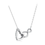 Infinity open heart necklace in white gold-plated 925 sterling silver with a CZ-set heart curve