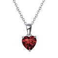 January deep red faceted heart pendant necklace on a white background