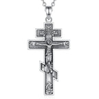 Three-bar Orthodox cross on a fine 925 sterling silver cable-link chain against a white background