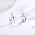 Silver-tone heart and crescent pendants showing Mother and Daughter black script with crystal stones
