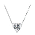 Solitaire heart necklace in white gold plated 925 sterling silver with a 1 ct moissanite center
