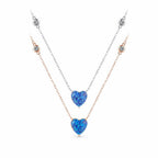 Starry Sky Heart Necklace in 925 Sterling Silver with Blue Stone on a plain white background