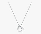 Sterling silver open heart necklace with CZ stones and a box-link chain