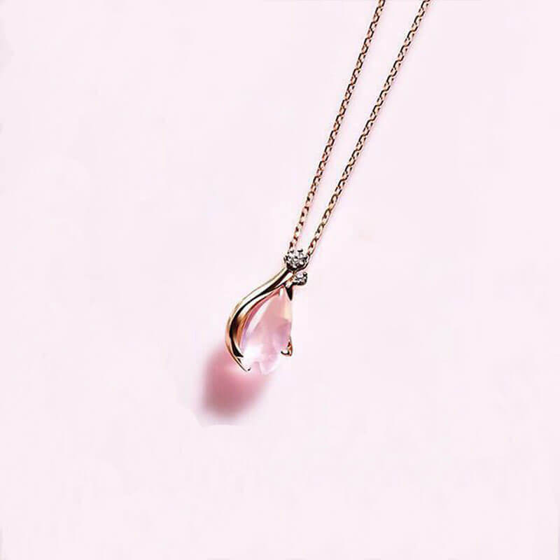 Sterling silver rose quartz necklace | Nahyana