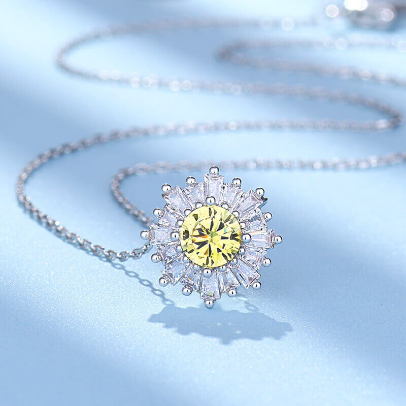 silver sunflower necklace | Nahyana